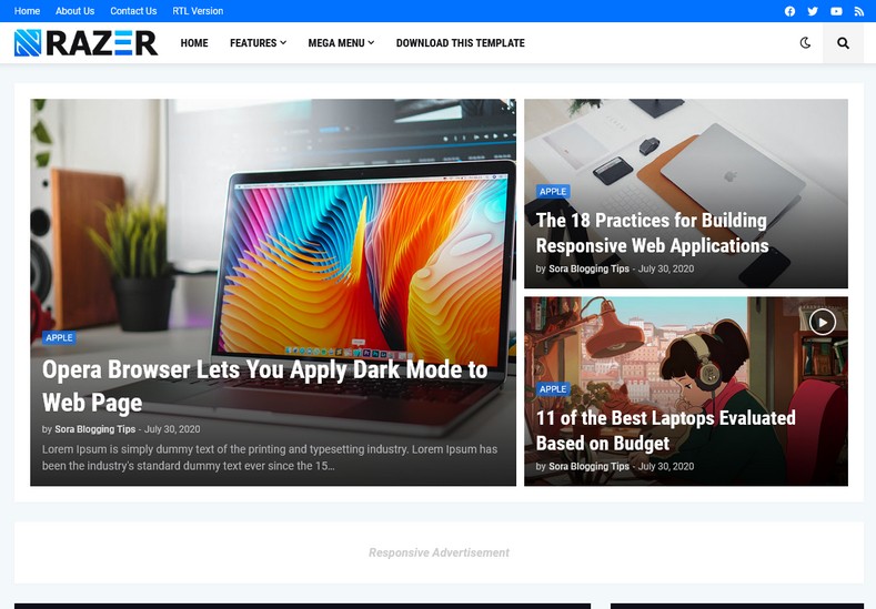 10 Responsive Blogger Templates 2025 Free Download | Best Free Responsive Blogger Templates 2025 - DevDuniya