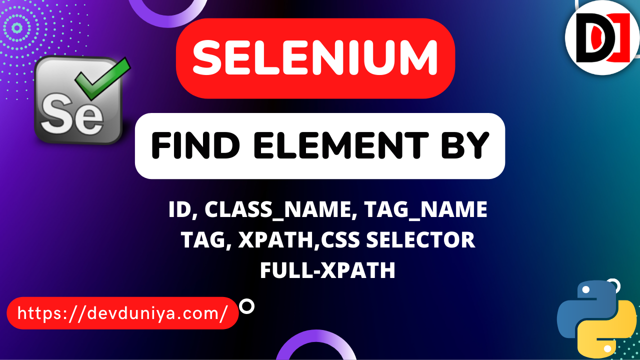How to find an element in Selenium Webdriver | Find Element By ID, Class, Tag_Name, Name, or CSS in Selenium Webdriver- DevDuniya